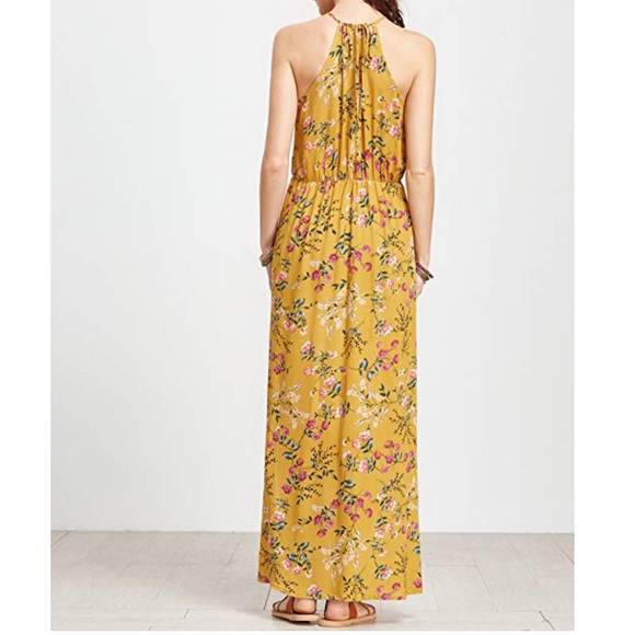 Sunny Day Boho Flora Print Front Slits Maxi Dress - Picture 3 of 4